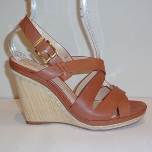 Vince Camuto MABEN Brown Leather Wedge Sandals
